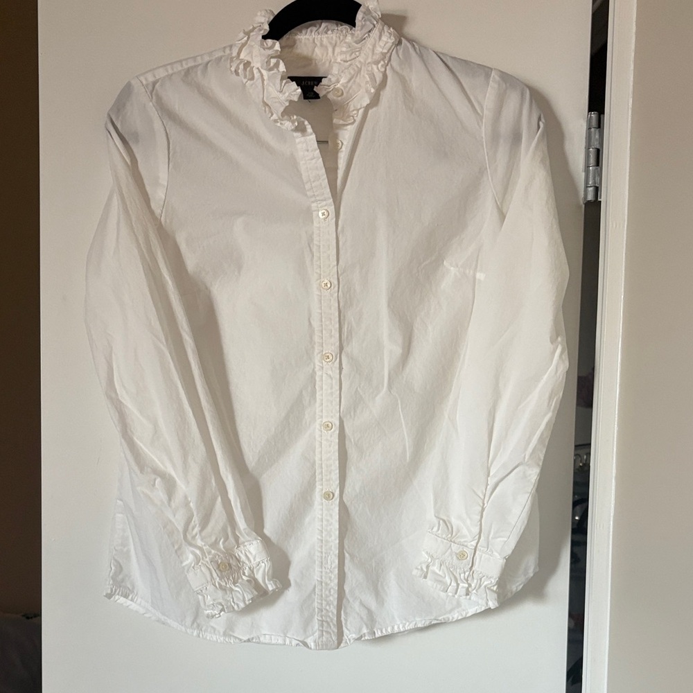 J. Crew Ivory Ruffled Blouse